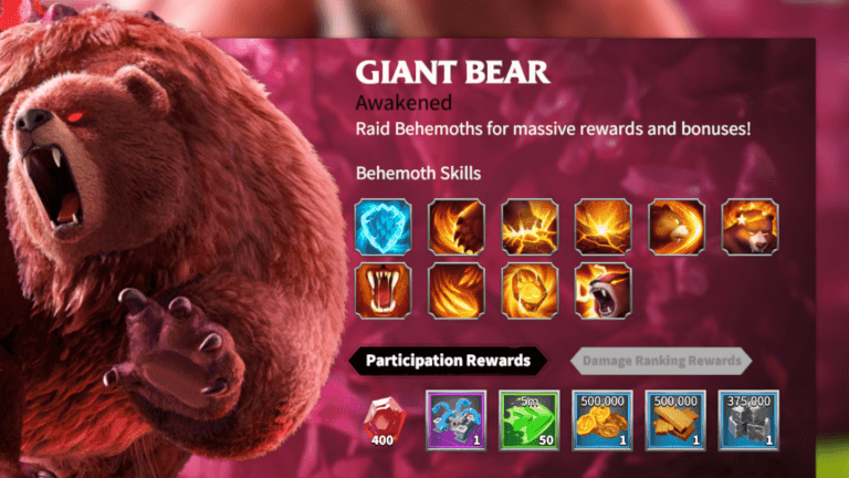 Giant Bear Skills in lair: